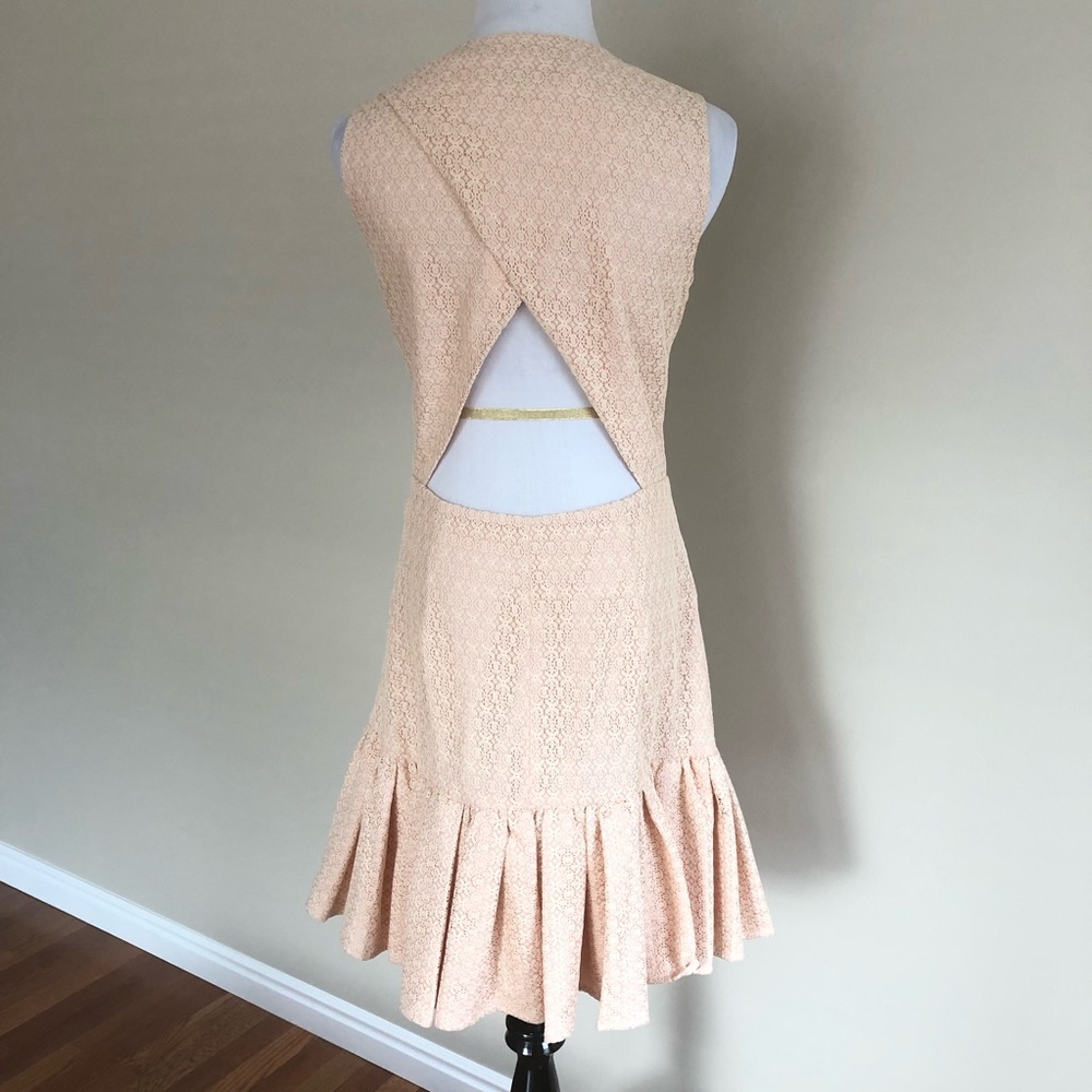 Jill Stuart Open Back Drop Waist Pink Blush Dress Ruffle Hem M 10 NWT - Picture 6 of 6